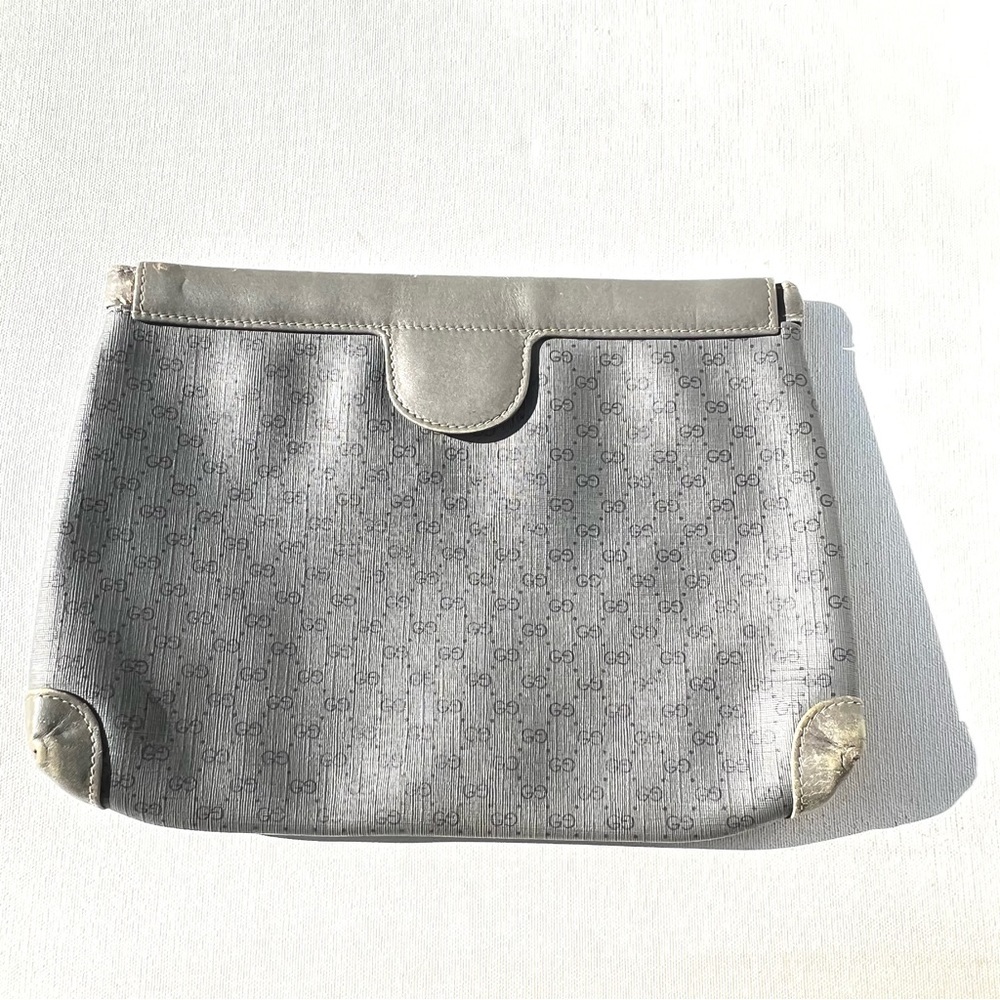 Gucci authentic gray logo clutch bag vintage - Picture 7 of 10